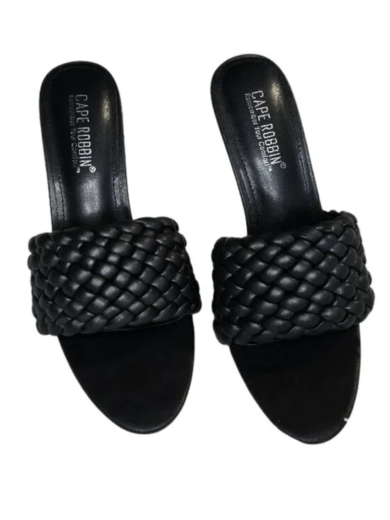 NWOB Cape Robbin Black Woven Slide Sandals Women’s Open Toe Braided Mules size 8 - Picture 6 of 9